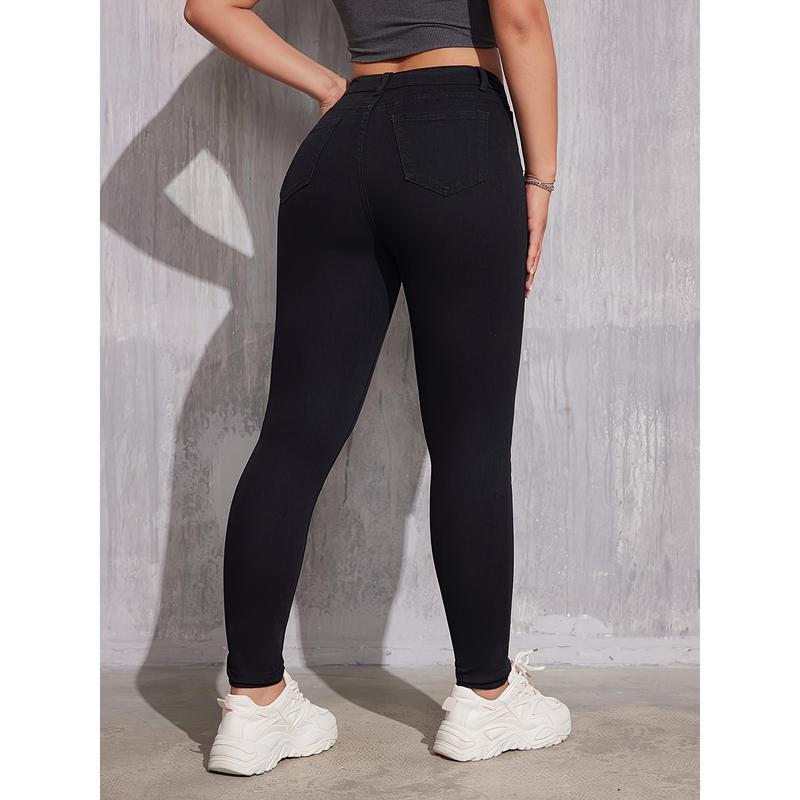 Slim Fit Versatile Skinny Jeans, High Elastic Commuter Skinny Jeans, Women's Jeans and Clothing