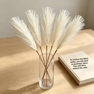 5pcs Artificial Reed Grass Bohemian Decor, Fluffy Artificial Flower Reed Grass, Artificial Pampas Grass, for Vase Filling, Rural Home and Wedding Decoration, Faux Plant, Decorative Faux Flower