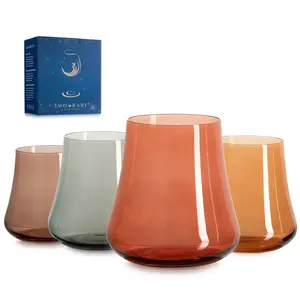 Stemless Wine Glasses, Set of 4, Glassware for Wine Soft Drinks Cocktails, Unique Wine Gifts for Thanksgiving, Friendsgiving, Christmas, Gatherings