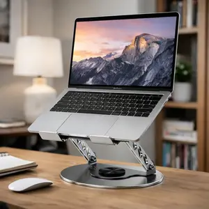 360° Adjustable Laptop Stand for Desk, Foldable Aluminum Laptop Holder with Cooling Ventilation, Ergonomic Notebook Riser for 10-17 Inch Laptops, Ideal for College Dorm, Study Setup, Work from Home, Office Desk, Online Classes Essentials