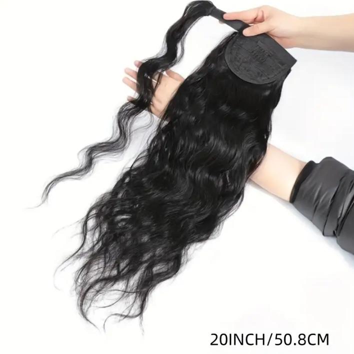 Brazilian Body Wave 100% Human Hair Ponytail Extension, Clip In Magic Ponytail Hairpiece, Natural Black 8-30 Inch, Easy Wear & Long Lasting for Daily & Party Use