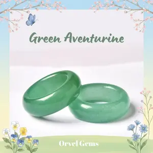 Green Aventurine Crystal Ring – Natural Polished Thick Band for Luck, Healing & Daily Wear