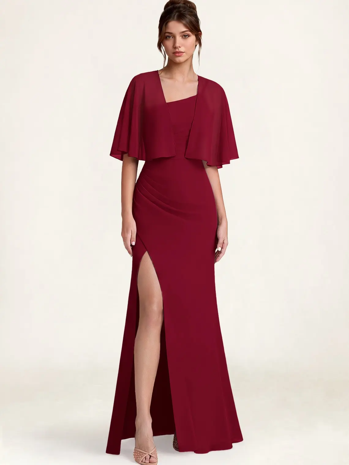 Azazie Short Cape Sheer Cropped Draped Soft Wedding Bridesmaid Formal Chiffon Shawl