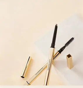 MINISO Gold Tube Replaceable Blade Eyebrow Pencil Brown,Long-Lasting Color,Smooth Natural Shaping Outlining Filling Eyebrow Makeup,Daily Use