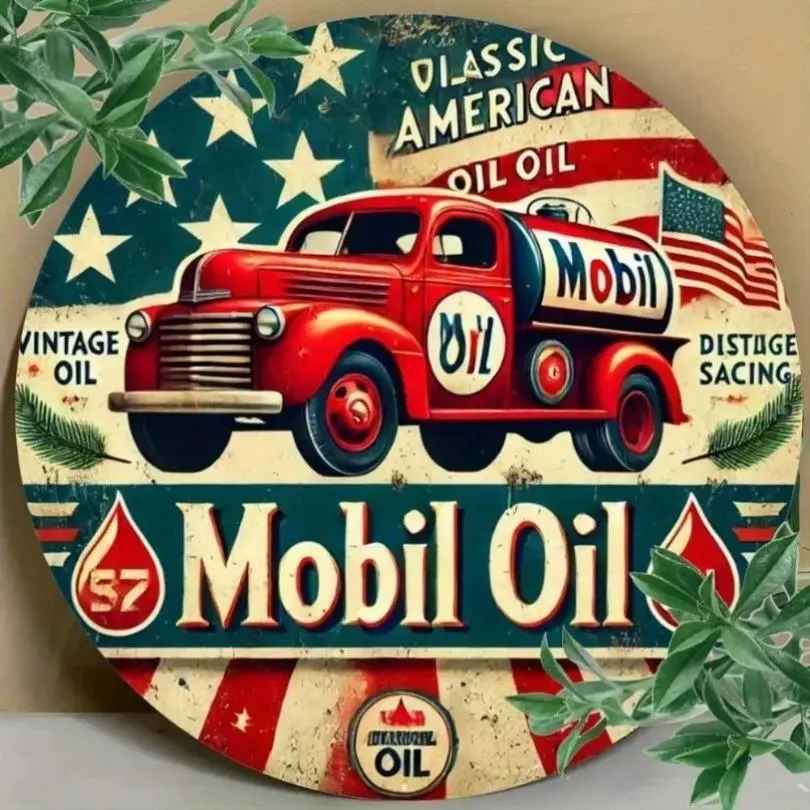Charming Mobil Oil Retro Gas Station Aluminum Metal Wall Decor Vintage Decor Vintage Garage Signs – Rustic-Style Ideal Accent for Themed Parties Rustic Design
