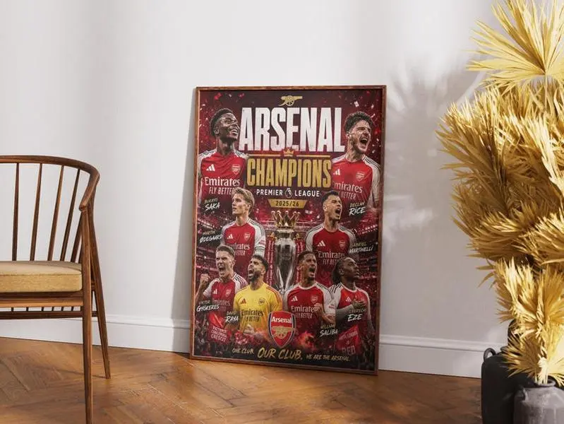 Arsenal Champions Premier League 2025-2026 Winner One Club, Our Club, We Are The Arsenal Home Decor Poster ( Unframed - Print Only )