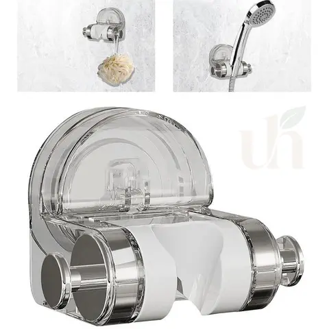 ESMIBEN ABS Plastic Adjustable Suction Cup Shower Head Holder - No-Punch Installation Bathroom Gadget, Hassle-Free Solution Secure Fit Mount for Handheld Showers, Smooth Wall Requirement, Versatile Use for Many Heads
