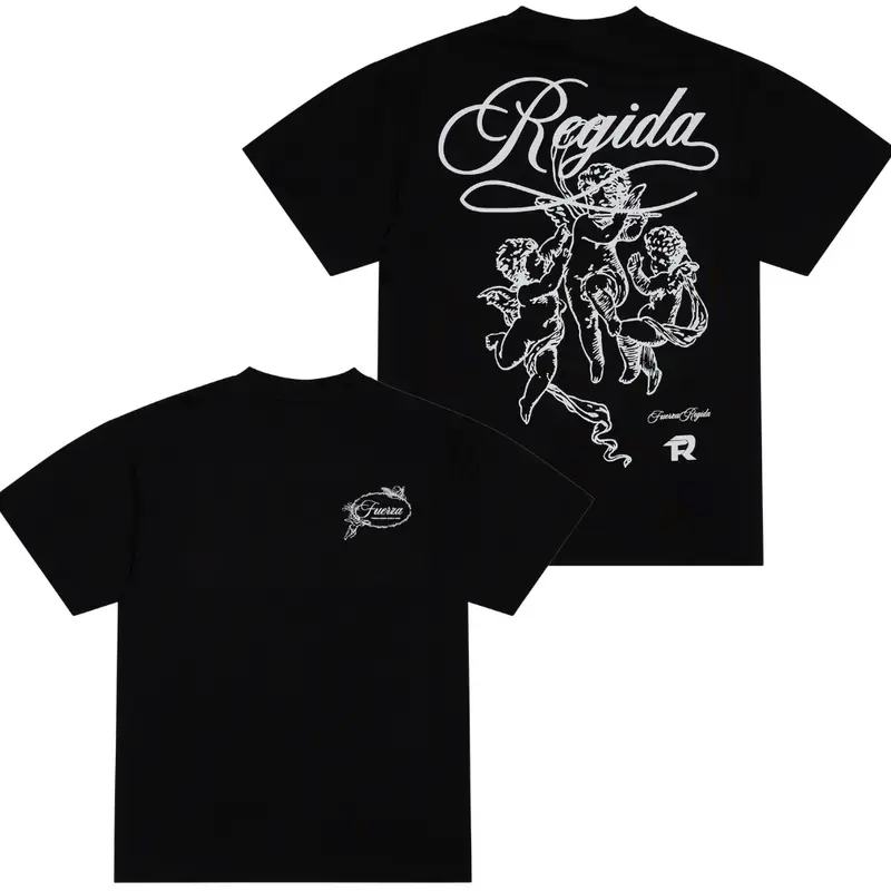 Men's Fuerza Regida Angels Graphic Short-Sleeve Round Neck T-Shirt - Soft Blend Vintage Music Casual Sports Top, Bold Streetwear, Halloween Fan Gift, Gifts for Him, Men's T Shirts, Shortsleeve Graphic Tee, Fashion, Menswear