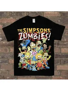Summer Bestseller Homage Tees Simpsons Zombies Short-sleeved Casual T-shirt, Casual Round-neck Short-sleeved T-shirt