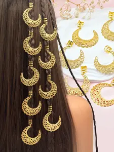 10pcs Metal Textured Moon Hair Clips, Hair Clip Set, Fashionable Hair Accessories, Y2K Claw Clips, Ponytail Claw Clip, Hair Claws, Hair Barrettes, School Stuff