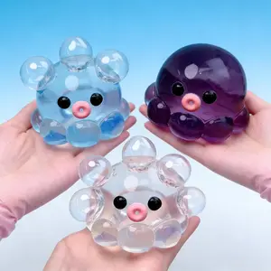 Cute Transparent Octopus Squishy Toy, Slow Rising Stress Relief Fidget Toy, Soft Squeeze Sensory Toy Anxiety Relief Gift for Birthday Party Favors, Classroom Prizes