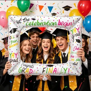 5pcs 2026 Graduation Photo Props, Style Selfie Inflatable Frame, Aluminum Film Balloons, Party Decoration, 2 Pieces Set