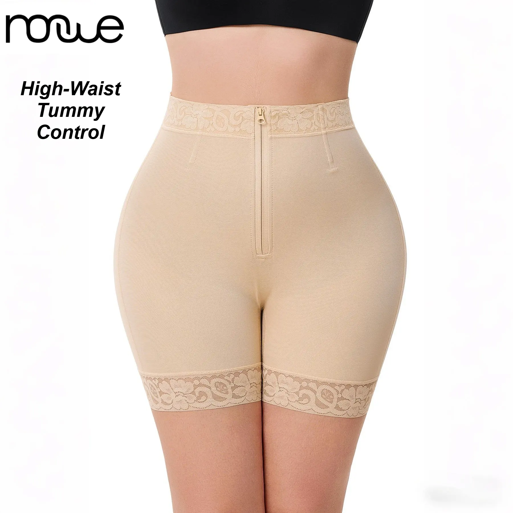 High Waist Tummy Control Shapewear Shorts for Women | Butt Lifter Body Shaper with Front Zipper, Seamless Waist Trainer, Compression Boyshorts WDT136-1 belly faja moldeadora enhancer tuck solid color shapewear panty full body bodysuit girl bra colombiano