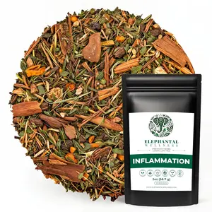 Elephantal Wellness Premium Herbal Tea Blend, Turmeric, Boswellia, White Willow Bark & Ginger, Handmade Non-GMO Caffeine-Free Loose Leaf Tea, 2 oz, 20 Servings