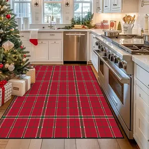 Plaid Pattern Kitchen Rug, 1 Count Non-slip Soft Floor Mat, Rectangle Decorative Carpet for Home Living Room Bedroom Hotel Dormitory