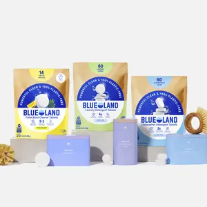Blueland Tablet Trio, Toilet Bowl Cleaner, Dishwasher & Laundry Detergent Tablets with 3 Reusable Steel Storage Tins
