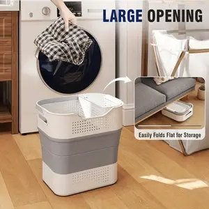 [Canada Local Warehouse] 11.36 Gallon Folding Laundry Basket with Handles - Large Capacity Foldable Laundry Storage Basket for Laundry, Bedrooms and Bathrooms - Durable Plastic, 1 Piece, Fast Delivery