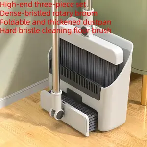 3pcs/ Set, Household Broom, Floor Brush And Dustpan Set, Thickened Sweeping Broom, Scrub Brush And Dustpan With Long Handle, Non-stick Hair Floor Cleaning Tool, For Home Office School Dorm, Cleaning Supplies, Cleaning Gadgets, Home Cleaning Bundle