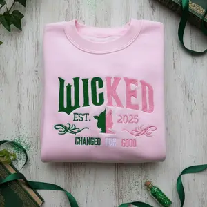 Wicked Movie Inspired Embroidered Sweatshirt, Aesthetic Changed For Good Sweatshirt, Wizard Of Oz Sweatshirt, Wicked Crewneck