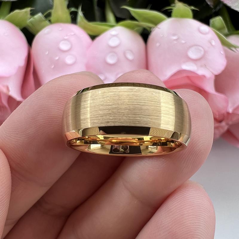 Men's 8mm Tungsten Wedding Band Polished Beveled Edge Comfort Fit Durable - Yonifu Modern Stylish Carbide Ring Anniversary Birthday Gift for Him