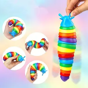 Decompression Rainbow tentacle Slug Toy (2-pack), multi-color tactile stimulation toy, stress and attention assistance, Easter basket filling, birthday gifts for boys and girls