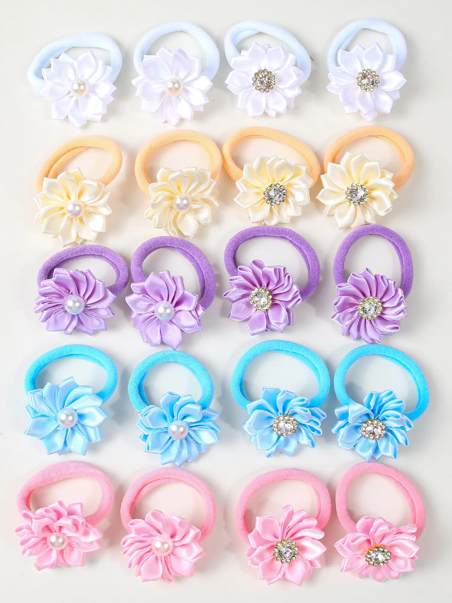 20 Pcs Faux Pearl Rhinestone Hair Ties, Girls Teenage Ponytail Holders, Suitable for Home Outdoor Daily Casual School Wear, Fresh Sweet Hair Bands, Elastic Hair Accessory, Cute Hair Accessories, Hair Decor
