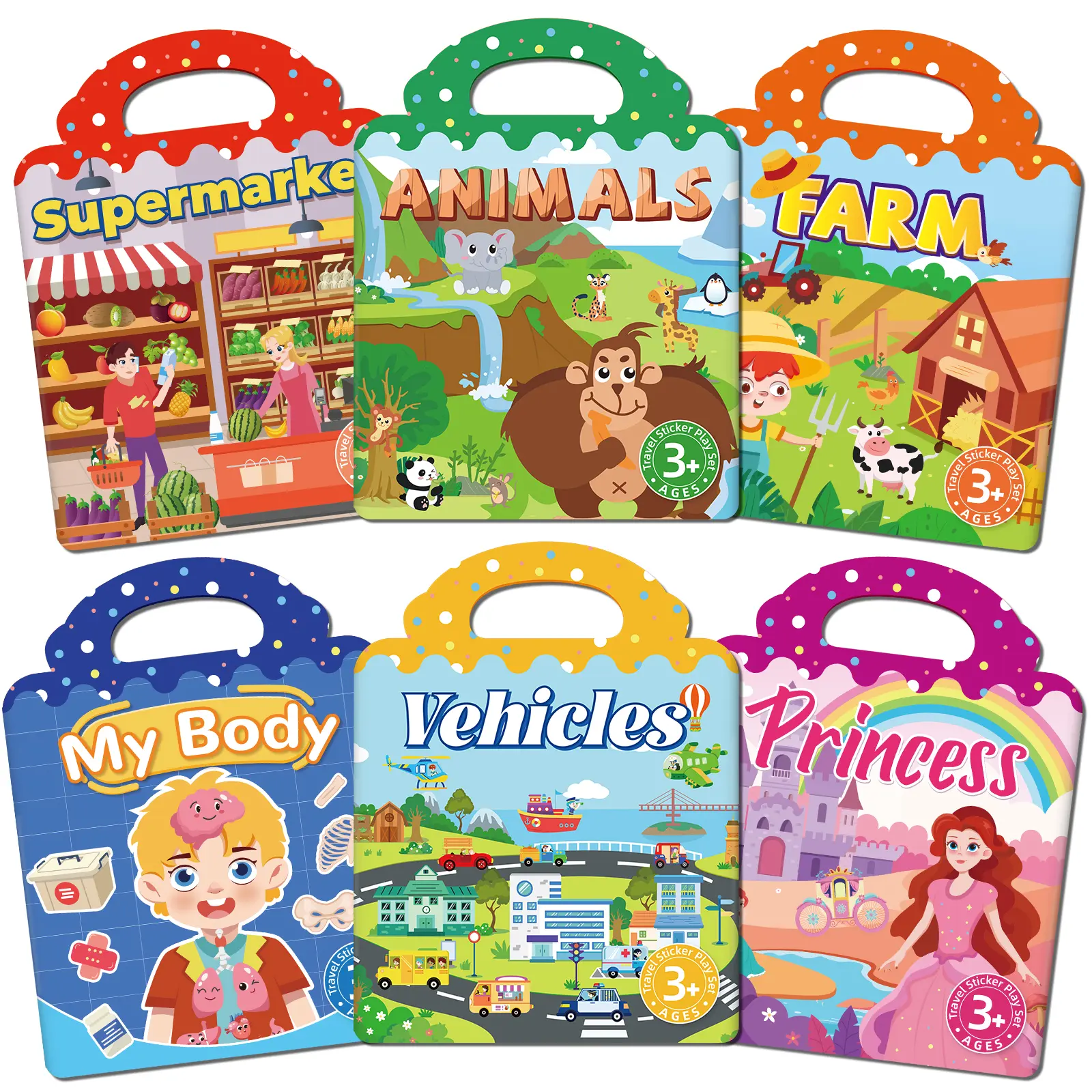 Reusable Puffy Sticker Book for Kids- CuteRestickable Stickers, Toddler Travel  forAirplane, Car Road Trip, Keep ToddlersEntertained,Quiet Activity for Ages 1-3 2-4 3-5,Screen-Free Fun Coloring Gift Book Crafting Kit, Sticker Sheets