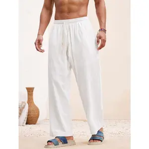 Basic woven linen beach outfit for vacations — casual surfing seaside beach fit