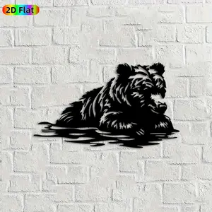 1pc Bear Metal Wall Art,Bear Statue Mural, Ideal Gift for New Year, Christmas, Bear Decor Enthusiasts, Weather-Resistant Metal Wall Decor Wall Sculptures, Perfect for Outdoor Wall & Garden Fence Bear Enthusiasts