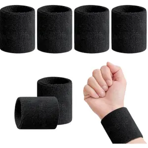 Unisex Sports Sweatband Wristband, Thick Absorbent Towel Fabric, Ideal for Gym Fitness Basketball Volleyball Football, Men Women