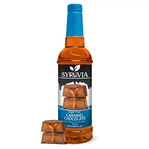Syruvia Sugar-Free Caramel Chocolate Coffee Syrup - 25.4 fl oz - 0 Calorie, Kosher, Gluten-Free Coffee Syrup for Drinks, Shakes, Desserts & More
