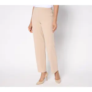Dennis Basso Petite Straight Leg Luxe Crepe Pant