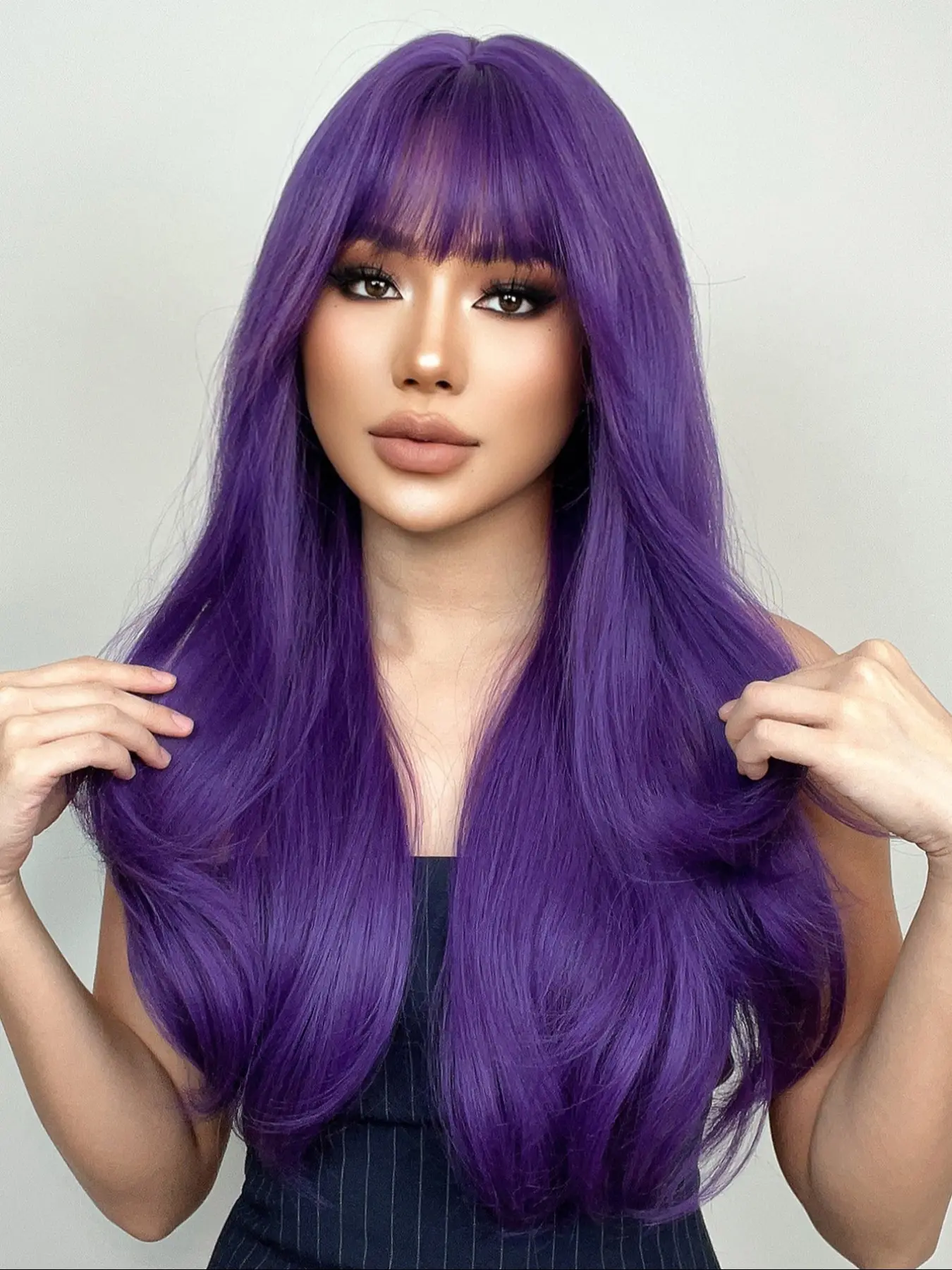Long Curly Hair Wig with Bangs, 26 Inch Natural Style, Perfect for Girls Daily Wear, Holidays, Cosplay & Parties, Wavy Synthetic Hairpiece, Synthetic Material Wigs, Synthetic Fiber Wig, Party Wig