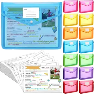 14 Pack K-12 School Memory Box End of The Year Large Capacity with 16 Memory Questionnaires School Year Organizer Keepsake Scrapbook from Pre to 12th File Picture Folder (Multicolor)