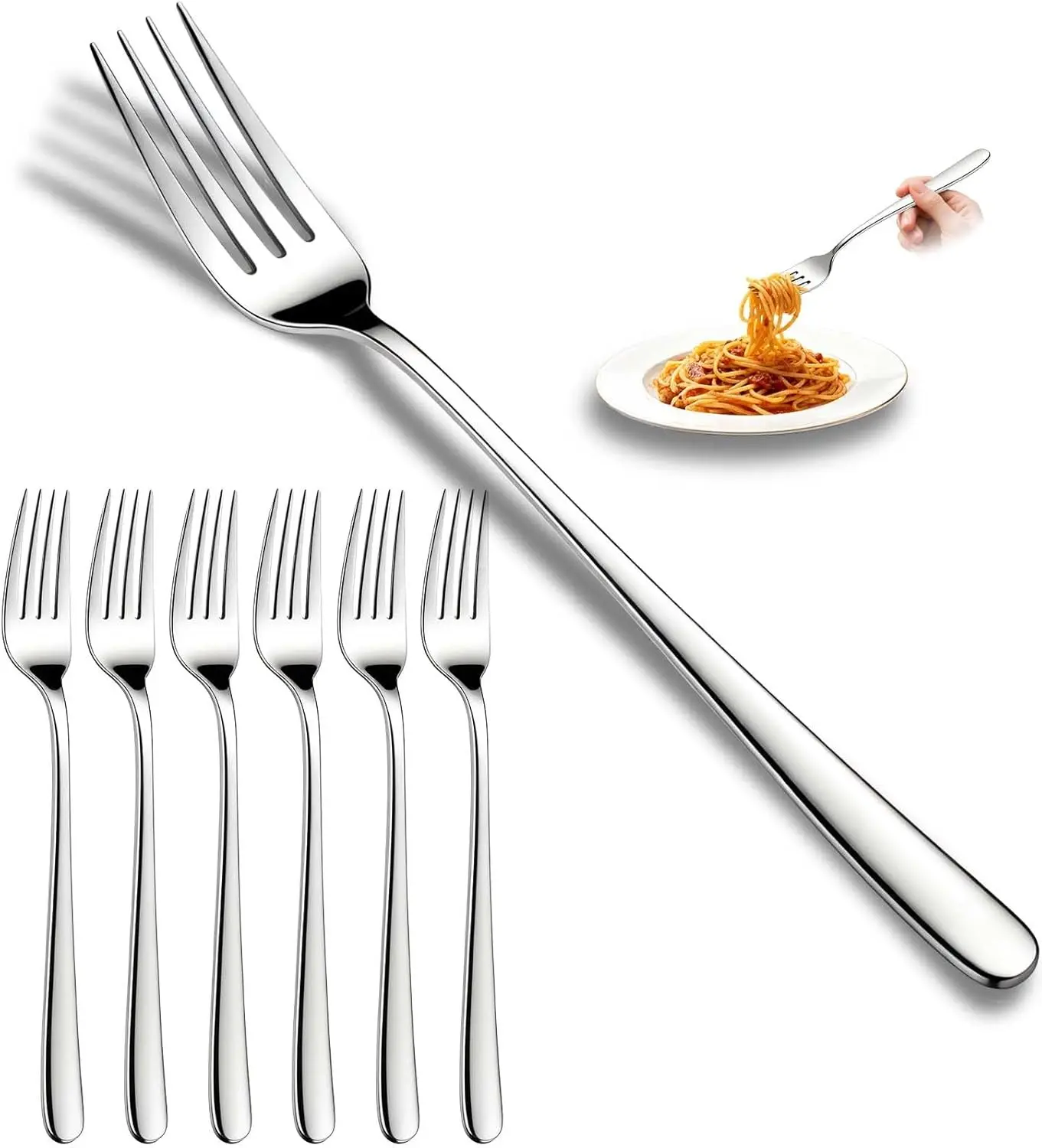 Dinner Forks, 6-Piece Set | Premium 18/10 Stainless Steel, Classic & Modern Design, Dishwasher Safe, Home & Restaurant Use
