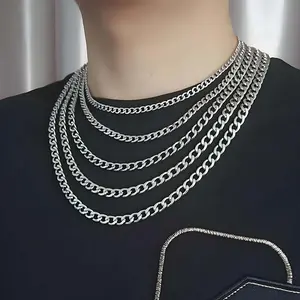 Men Women 6mm wide golden/silver, Cuban chain necklace stainless steel Miami thick necklace hip hop jewelry 45/50/55/60/65/70/75CM multiple lengths personalized gift