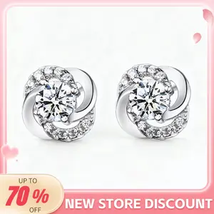 Moissanite Lucky Four-Leaf Clover Stud Earrings for Women - 2CT 6.5MM D VVS1 Stackable 18K Gold Plated Lab-Created Moissanite | Elegant Timeless | Genuine Certificate of Authenticity | dealsforyoudays gift， Black Friday Gift