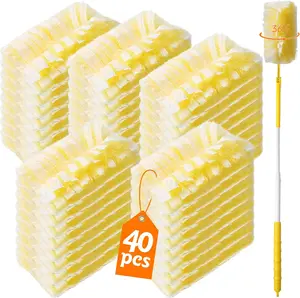 40 Count 360 Heavy Duty Duster Refills Compatible with Swiffer,Large Size-Extra Thick Disposable Electrostatic  Duster Refill with 1 Retractable Handle(35-inch Length Fully expanded)