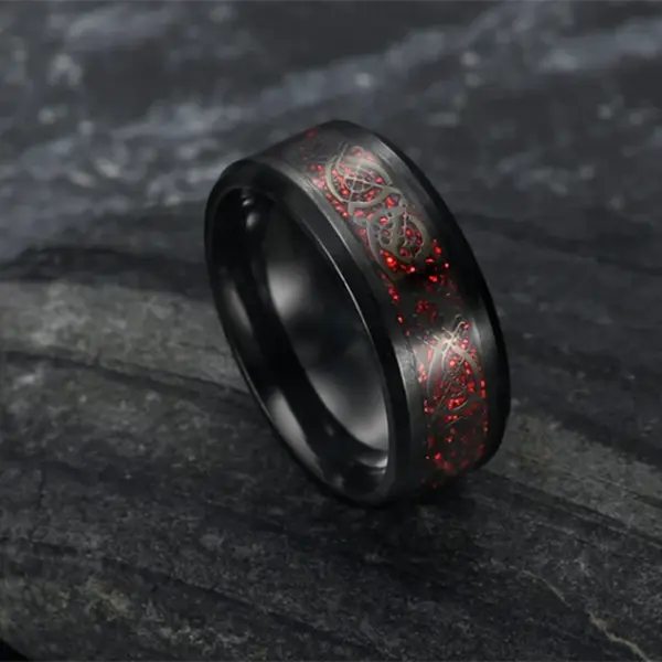 Unisex Asgard-Crafted Basilisk Scale Ring - Vintage Titanium Steel Jewelry with Basilisk Scale Detailing, Comfortable, Lightweight, Sizes 5-14, Unique Gift for Fantasy and Mythical Enthusiasts, Daily Wear