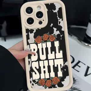 Phone case for iPhone 16 Pro Max 15 Plus 14 13 12 11 XR XS Cow Pattern Design Pattern Full Body Protection Shockproof Soft Silicone Cover