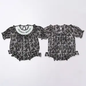 Camo embroidery MAMA'S Girls Smocked Girls Baby Romper
