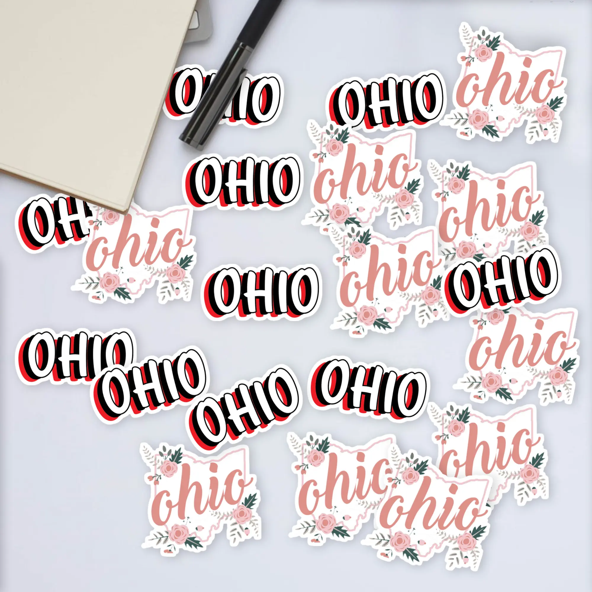 Stickers Pack 20 Pcs Ohio Skateboard Car State Water Vinyl University Laptop Guitar Colorful Waterproof Aesthetic Bottle Bumper Luggage Bike