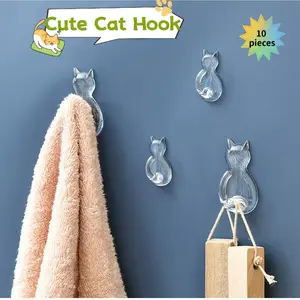 10-piece Cute Kitchen Cat-shaped Hooks