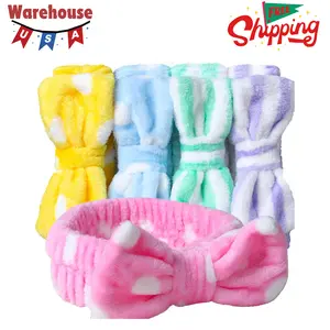 5pcs Makeup Headband with Removable Bow, Spa Headband
