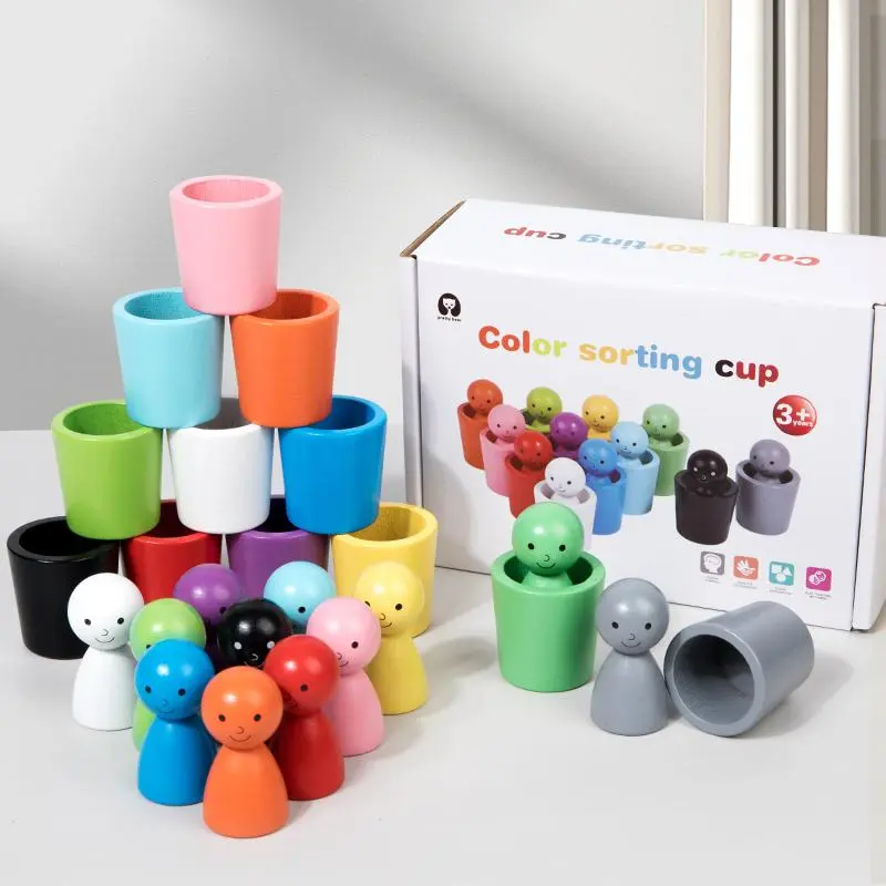 Color Sorting Cup Toy, 24pcs/set Colorful Fun Cup Toy for Improves Hands-on Skills, Color Cognition Improvement Toy for Early Education