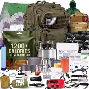 72-Hour Survival Kit | Emergency Bug Out Bag with First Aid, Water Filter, Food, Tools | 45L Tactical Backpack for Camping, Hiking, Outdoor Emergency Preparedness