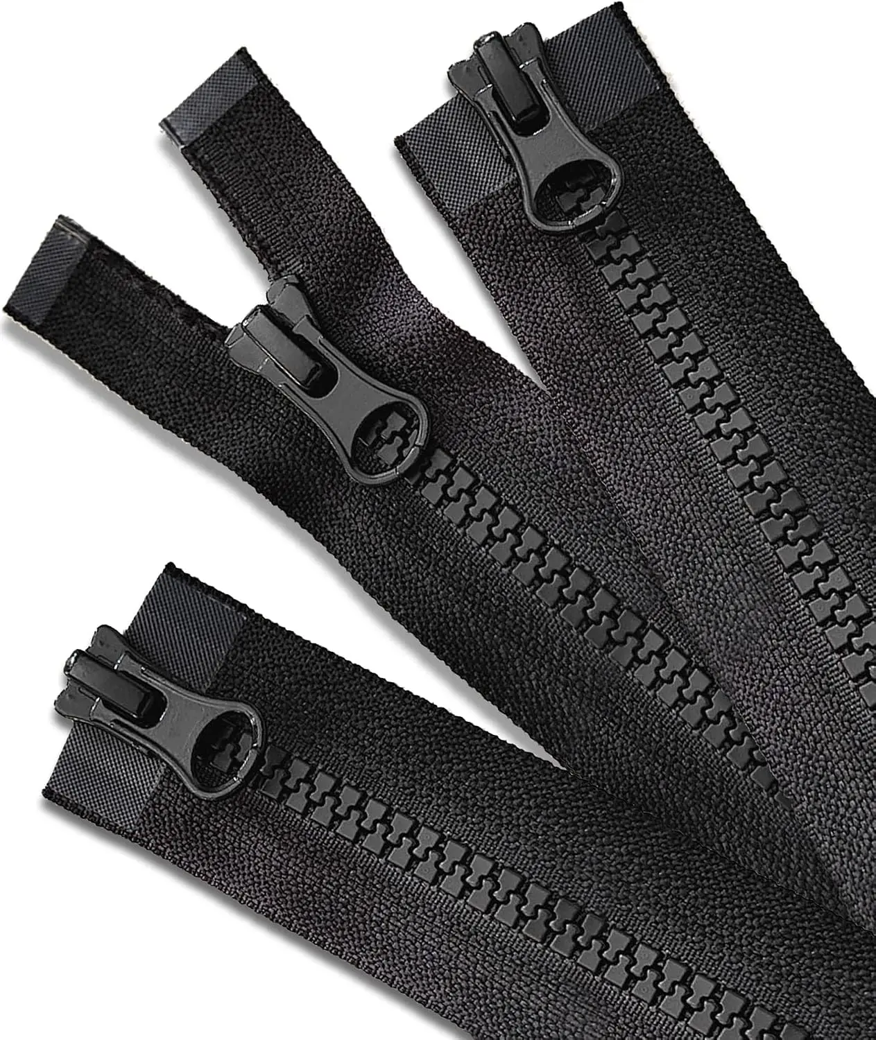 20 Inch Jacket Zipper, #5 Reliable Zipper for Jacket (3 Piece), Black Plastic Coat Zippers Replacement, Separating Zippers for Coat, Down Jacket, Sweatshirt, Clothes, Parka and More