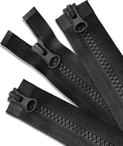 20 Inch Jacket Zipper, #5 Reliable Zipper for Jacket (3 Piece), Black Plastic Coat Zippers Replacement, Separating Zippers for Coat, Down Jacket, Sweatshirt, Clothes, Parka and More