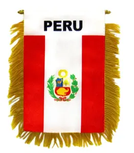 Peru Mini Banner - 4x6 in Double-Sided Hanging Decoration with Glass & Plastic Hanger, Home & Festive Party Supply Backdrop