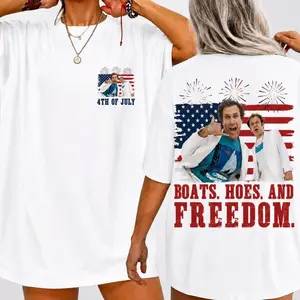 Comfort Colors  Boats Hoes And Freedom T-Shirt, Prestige Worldwide Tee, Nautical Nonsense Shirt, Step Brothers Tee, 4th Of July T-Shirt